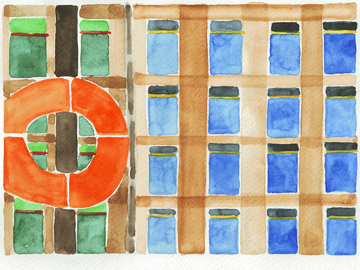 Aquarell, Sizilien, Cefalu