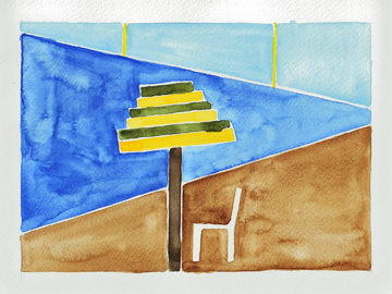 Aquarell, Sizilien, Strand
