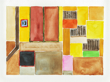 Aquarell, Sizilien, Santa Stefano di Camestra